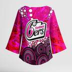 Sydney Sixers Kimono Sleeve Blouse Graffiti Urban Aboriginal Dot Abstract Design