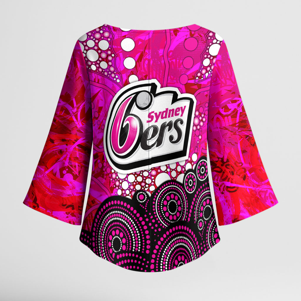 Sydney Sixers Kimono Sleeve Blouse Graffiti Urban Aboriginal Dot Abstract Design