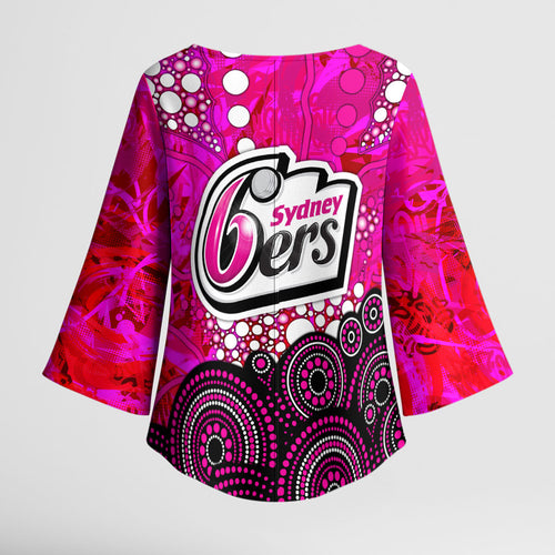 Sydney Sixers Kimono Sleeve Blouse Graffiti Urban Aboriginal Dot Abstract Design
