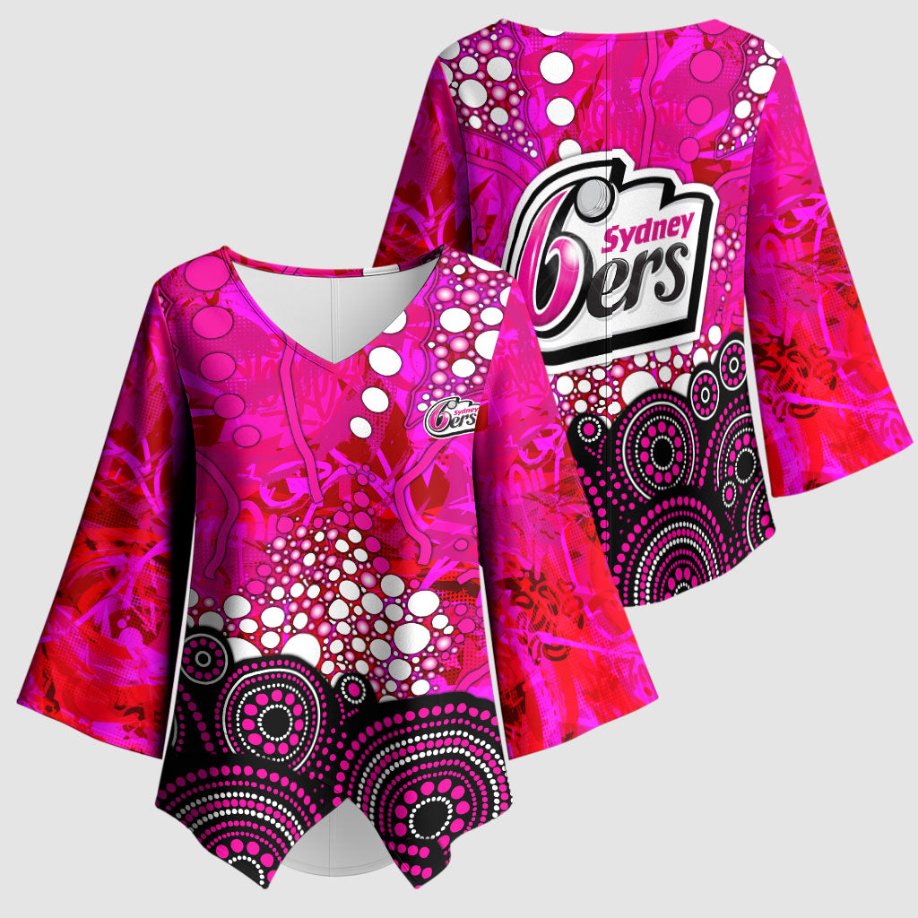 Sydney Sixers Kimono Sleeve Blouse Graffiti Urban Aboriginal Dot Abstract Design