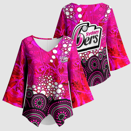 Sydney Sixers Kimono Sleeve Blouse Graffiti Urban Aboriginal Dot Abstract Design