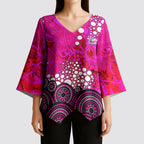 Sydney Sixers Kimono Sleeve Blouse Graffiti Urban Aboriginal Dot Abstract Design