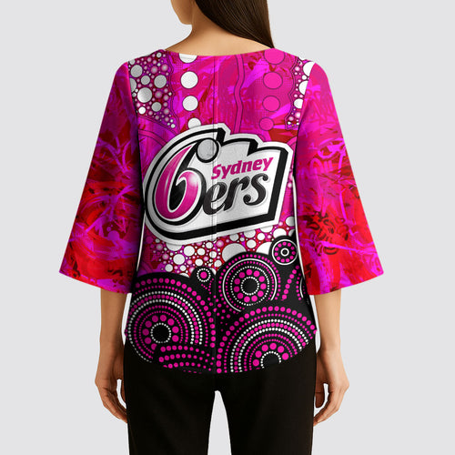 Sydney Sixers Kimono Sleeve Blouse Graffiti Urban Aboriginal Dot Abstract Design