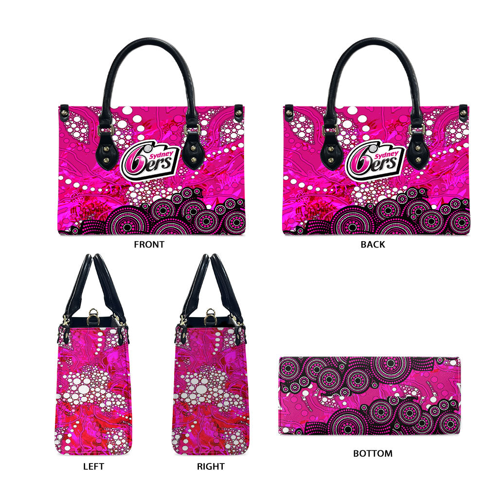 Sydney Sixers Leather Bag Graffiti Urban Aboriginal Dot Abstract Design