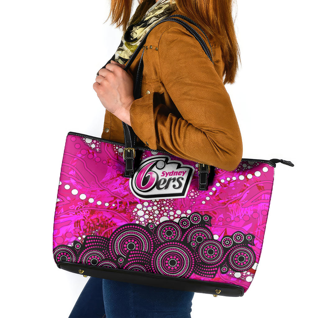 Sydney Sixers Leather Tote Bag Graffiti Urban Aboriginal Dot Abstract Design
