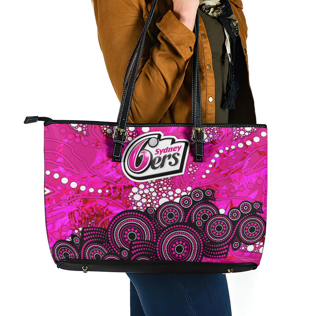 Sydney Sixers Leather Tote Bag Graffiti Urban Aboriginal Dot Abstract Design