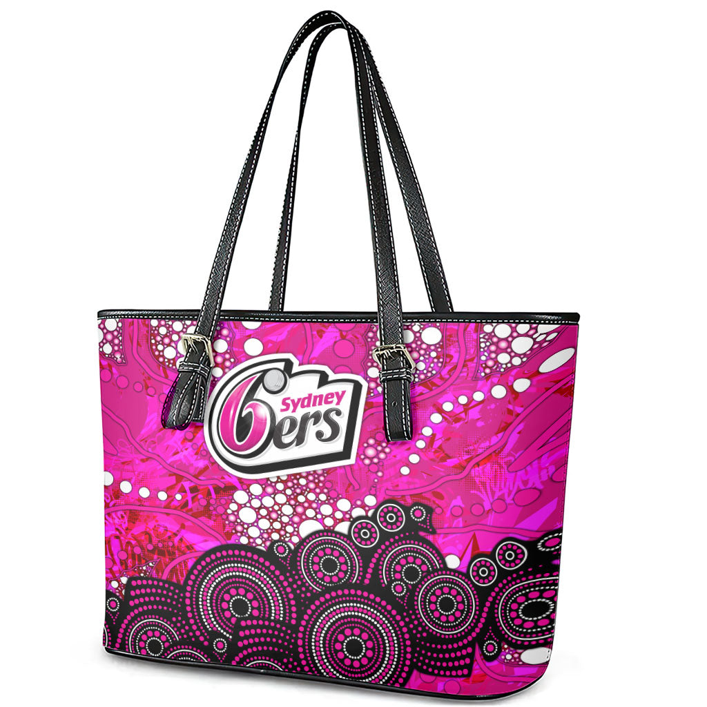 Sydney Sixers Leather Tote Bag Graffiti Urban Aboriginal Dot Abstract Design