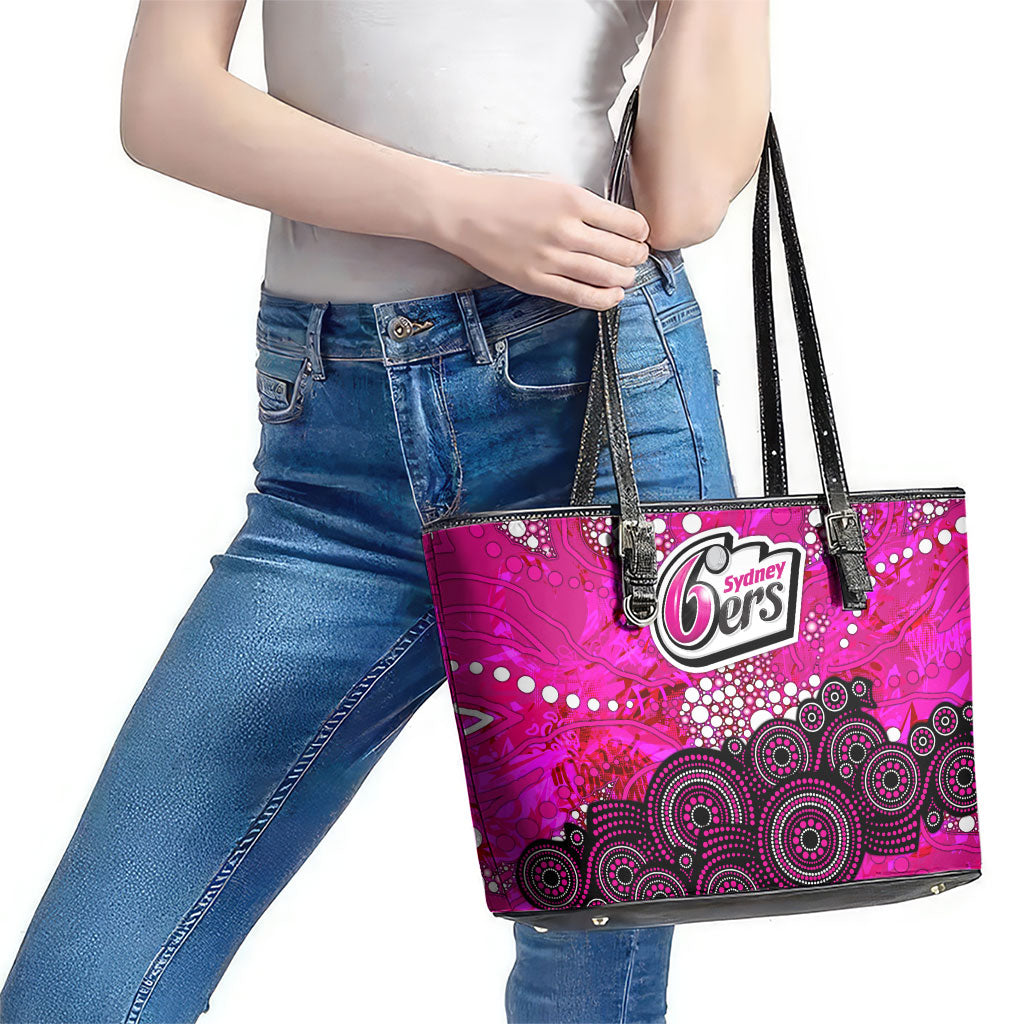Sydney Sixers Leather Tote Bag Graffiti Urban Aboriginal Dot Abstract Design