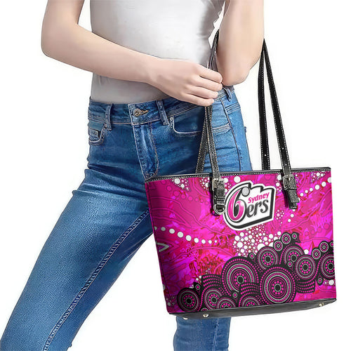 Sydney Sixers Leather Tote Bag Graffiti Urban Aboriginal Dot Abstract Design