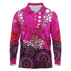 Sydney Sixers Long Sleeve Polo Shirt Graffiti Urban Aboriginal Dot Abstract Design