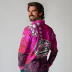Sydney Sixers Long Sleeve Polo Shirt Graffiti Urban Aboriginal Dot Abstract Design