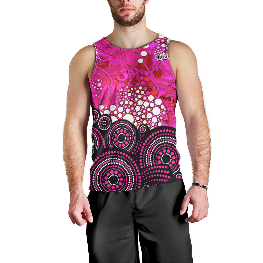 Sydney Sixers Men Tank Top Graffiti Urban Aboriginal Dot Abstract Design