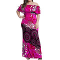 Sydney Sixers Off Shoulder Maxi Dress Graffiti Urban Aboriginal Dot Abstract Design