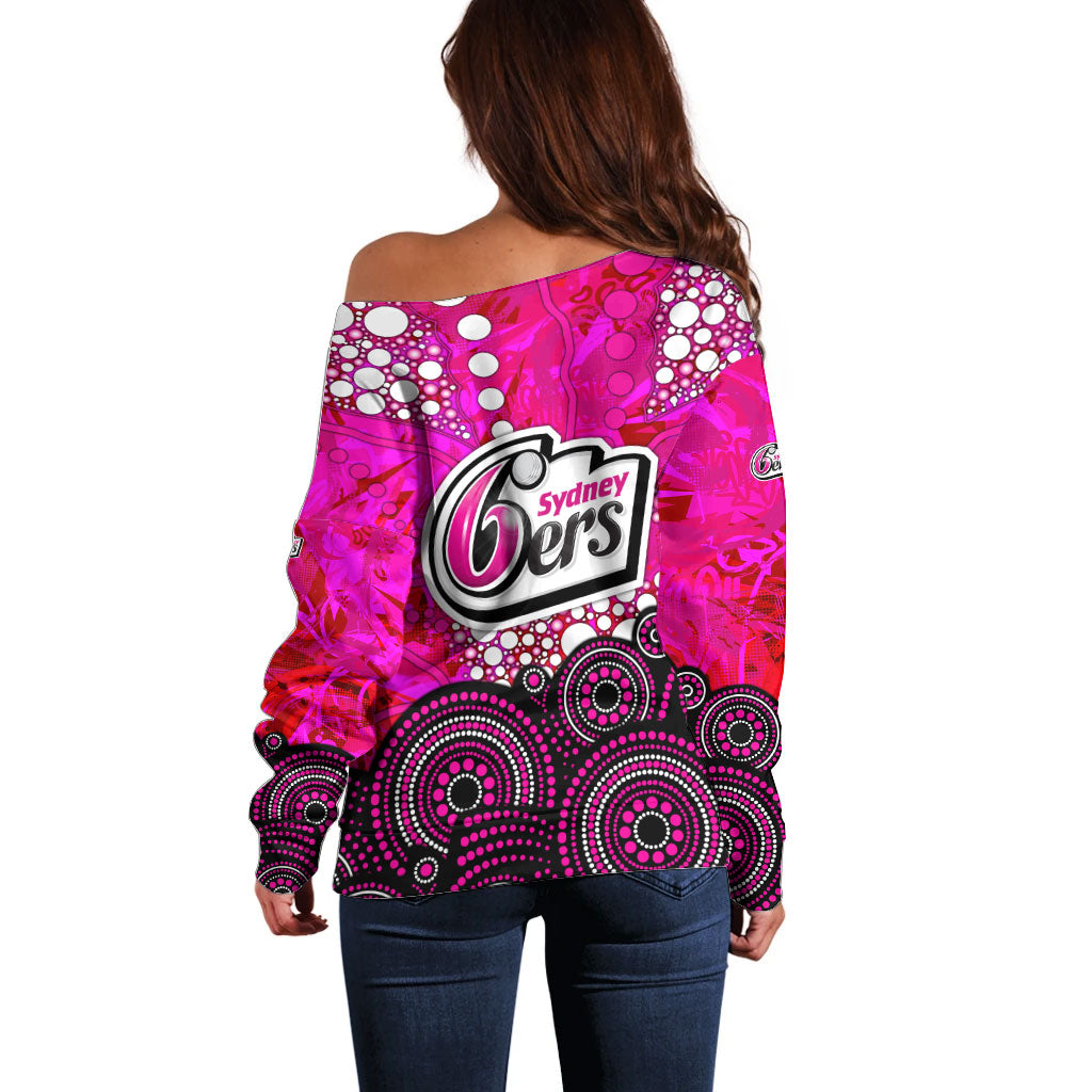 Sydney Sixers Off Shoulder Sweater Graffiti Urban Aboriginal Dot Abstract Design