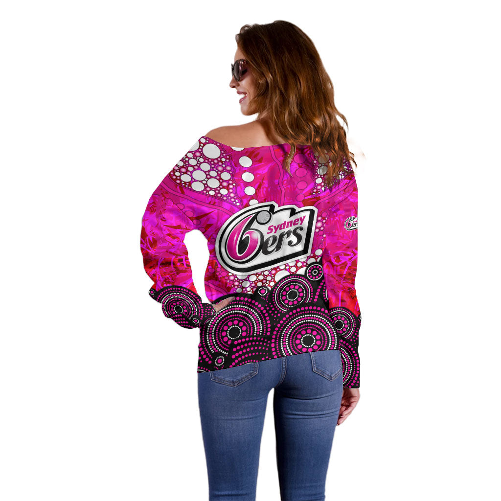 Sydney Sixers Off Shoulder Sweater Graffiti Urban Aboriginal Dot Abstract Design
