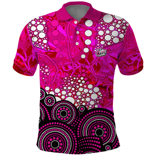 Sydney Sixers Polo Shirt Graffiti Urban Aboriginal Dot Abstract Design