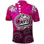 Sydney Sixers Polo Shirt Graffiti Urban Aboriginal Dot Abstract Design