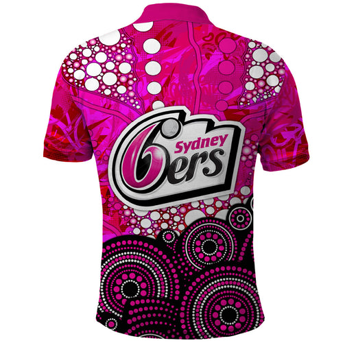 Sydney Sixers Polo Shirt Graffiti Urban Aboriginal Dot Abstract Design