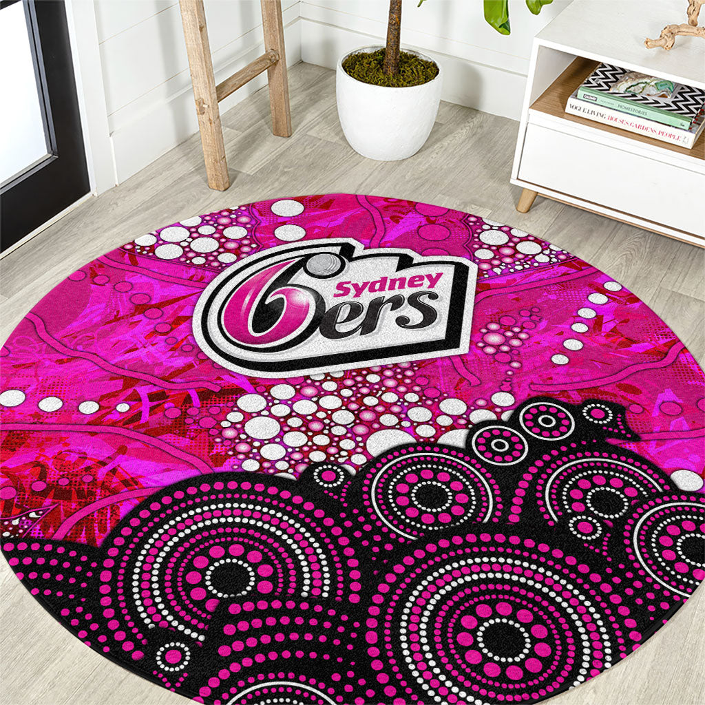 Sydney Sixers Round Carpet Graffiti Urban Aboriginal Dot Abstract Design