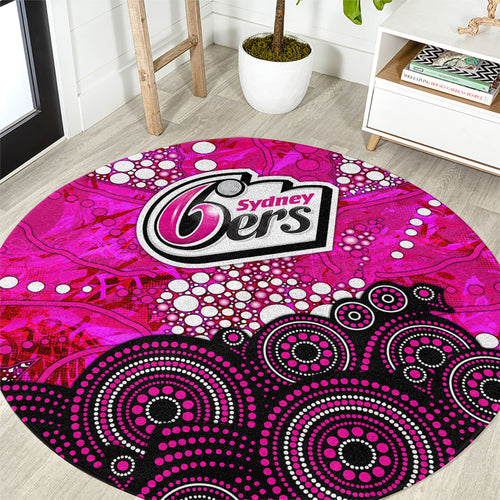 Sydney Sixers Round Carpet Graffiti Urban Aboriginal Dot Abstract Design
