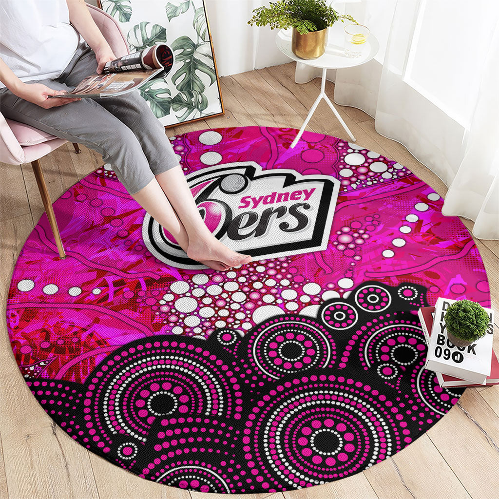 Sydney Sixers Round Carpet Graffiti Urban Aboriginal Dot Abstract Design