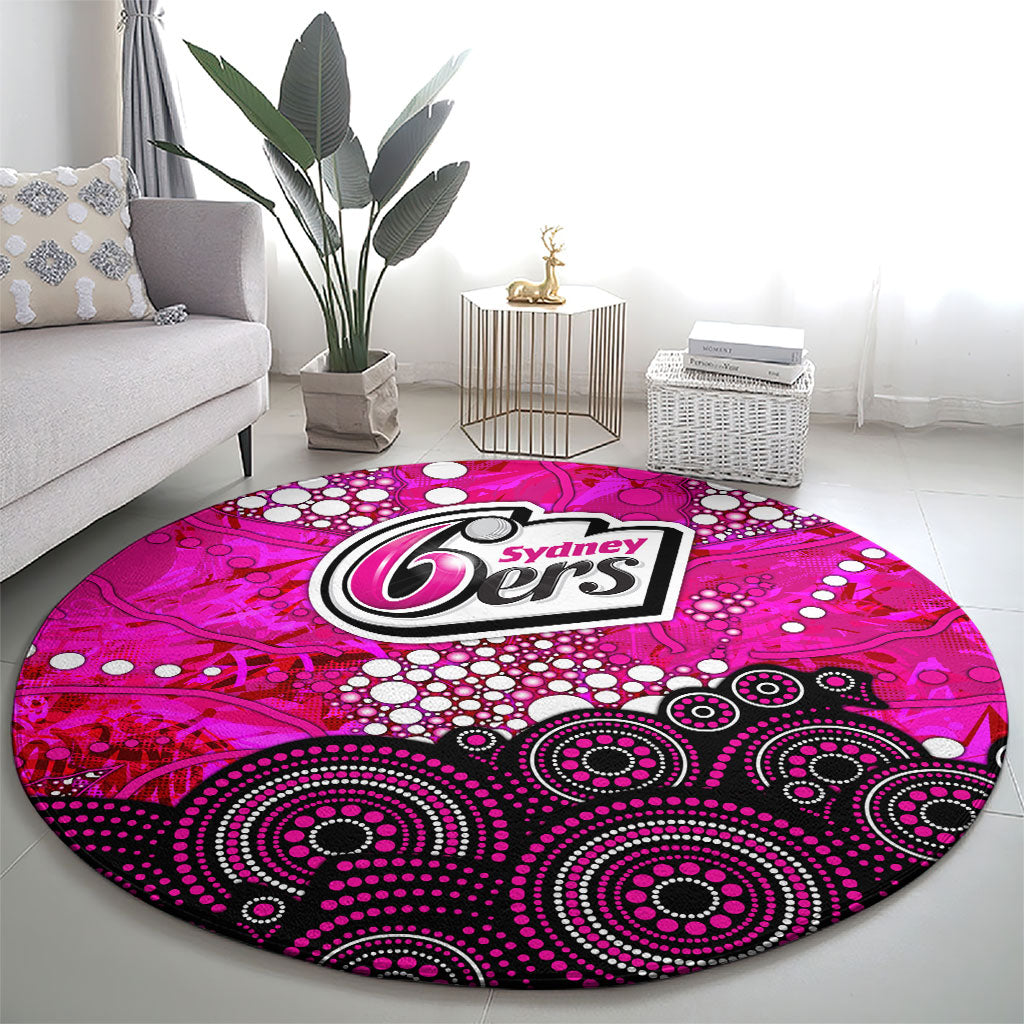 Sydney Sixers Round Carpet Graffiti Urban Aboriginal Dot Abstract Design
