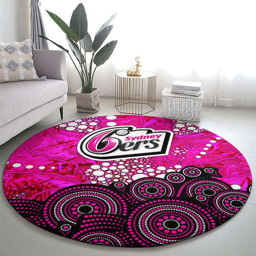 Sydney Sixers Round Carpet Graffiti Urban Aboriginal Dot Abstract Design