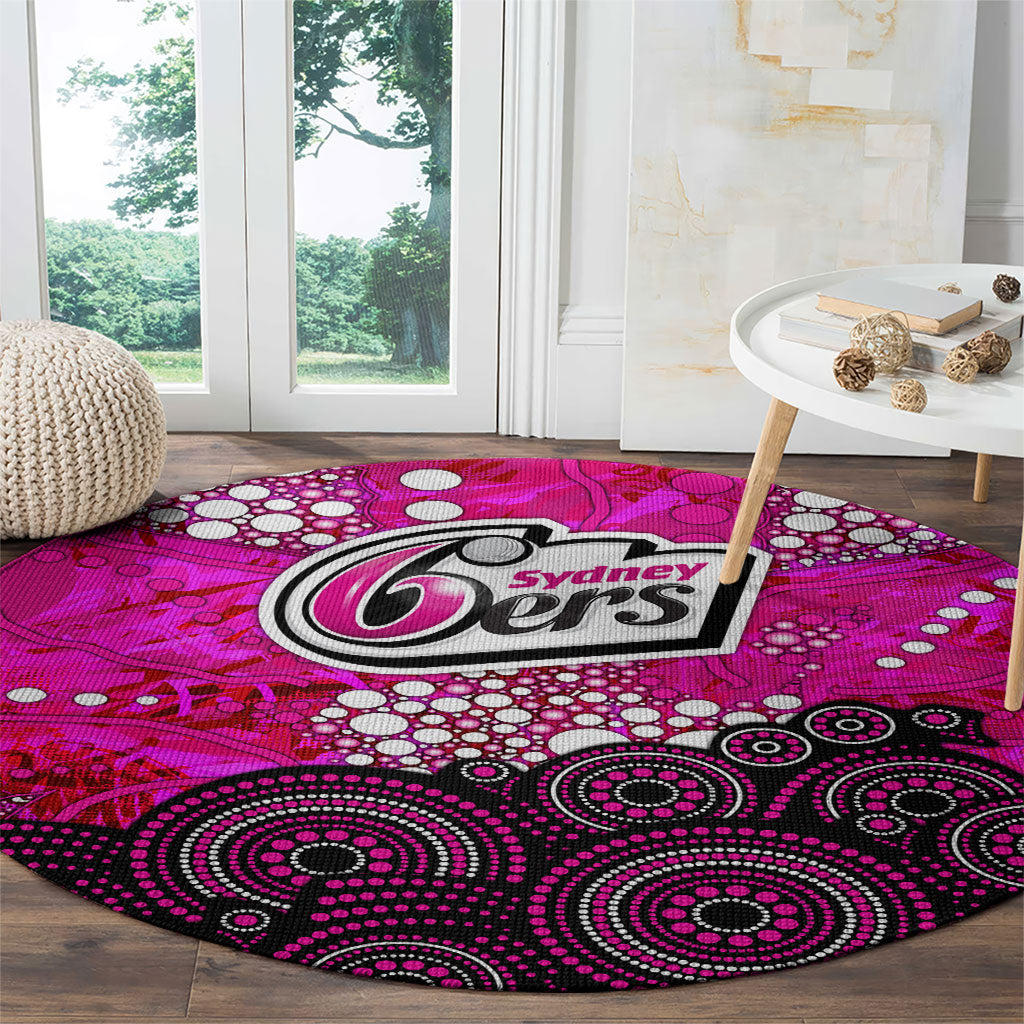 Sydney Sixers Round Carpet Graffiti Urban Aboriginal Dot Abstract Design