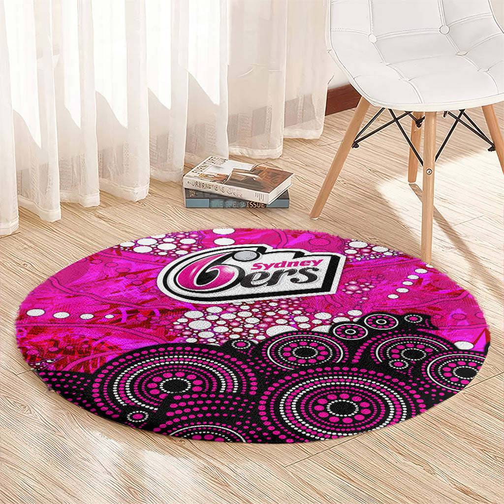 Sydney Sixers Round Carpet Graffiti Urban Aboriginal Dot Abstract Design