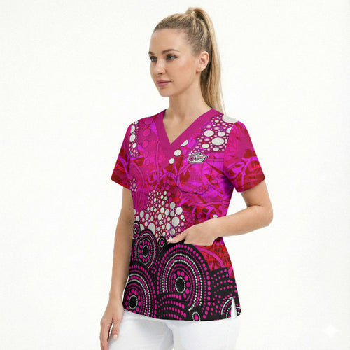 Sydney Sixers Scrub Top Graffiti Urban Aboriginal Dot Abstract Design