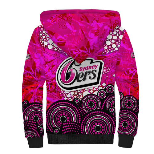 Sydney Sixers Sherpa Hoodie Graffiti Urban Aboriginal Dot Abstract Design