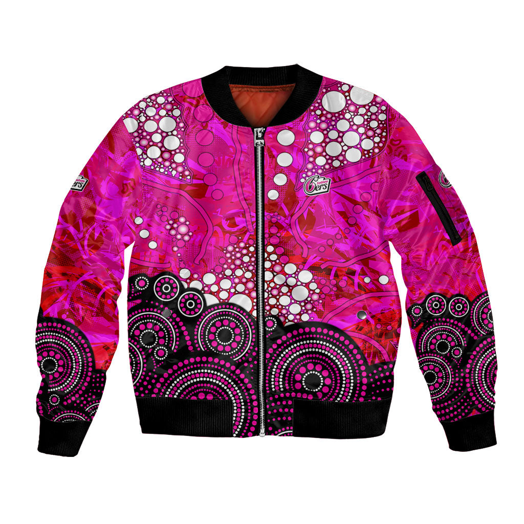 Sydney Sixers Sleeve Zip Bomber Jacket Graffiti Urban Aboriginal Dot Abstract Design