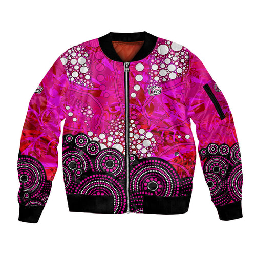 Sydney Sixers Sleeve Zip Bomber Jacket Graffiti Urban Aboriginal Dot Abstract Design