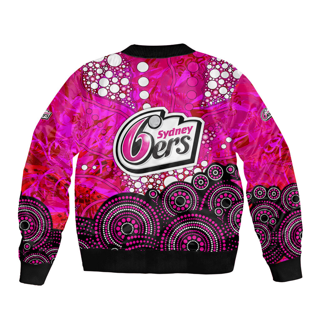 Sydney Sixers Sleeve Zip Bomber Jacket Graffiti Urban Aboriginal Dot Abstract Design