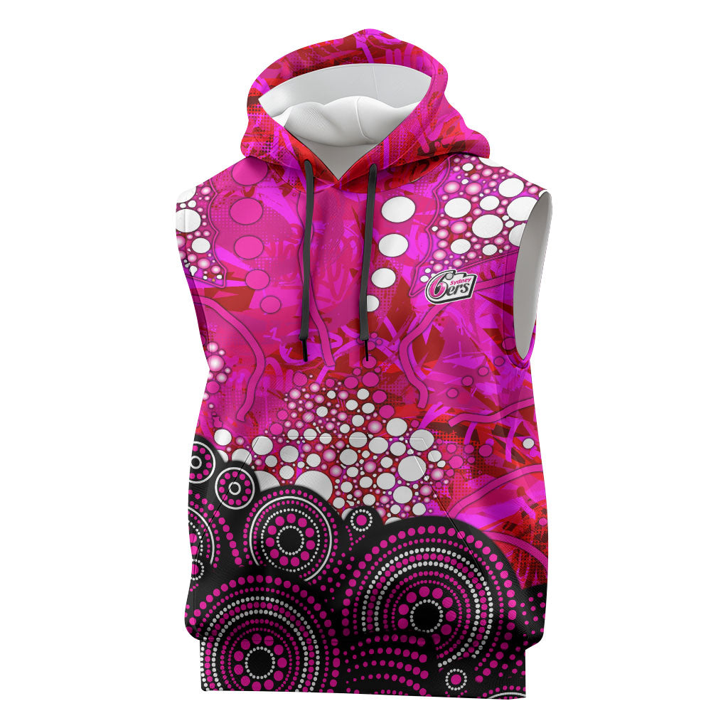 Sydney Sixers Sleeveless Hoodie Graffiti Urban Aboriginal Dot Abstract Design