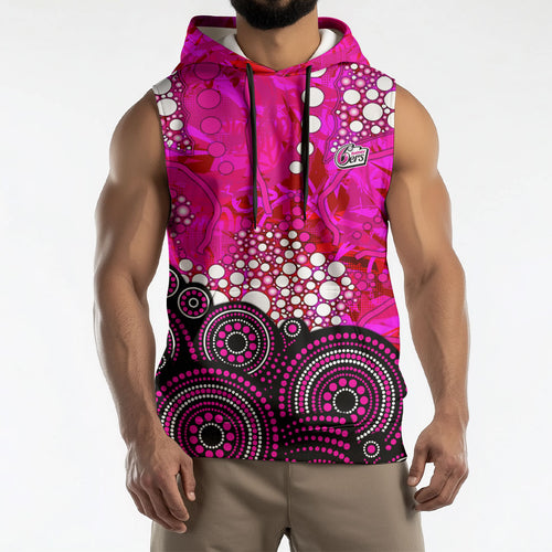 Sydney Sixers Sleeveless Hoodie Graffiti Urban Aboriginal Dot Abstract Design