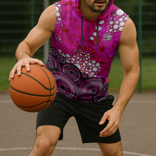 Sydney Sixers Sleeveless Hoodie Graffiti Urban Aboriginal Dot Abstract Design