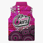 Sydney Sixers Sleeveless Puffer Jacket Graffiti Urban Aboriginal Dot Abstract Design