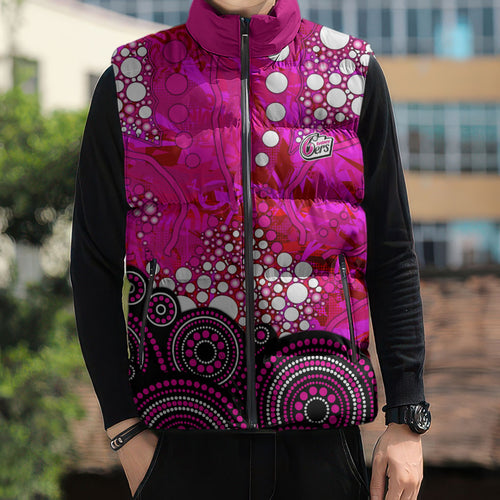 Sydney Sixers Sleeveless Puffer Jacket Graffiti Urban Aboriginal Dot Abstract Design