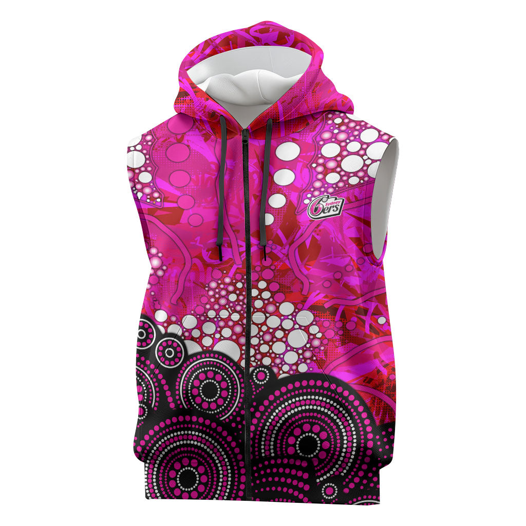 Sydney Sixers Sleeveless Zip Hoodie Graffiti Urban Aboriginal Dot Abstract Design