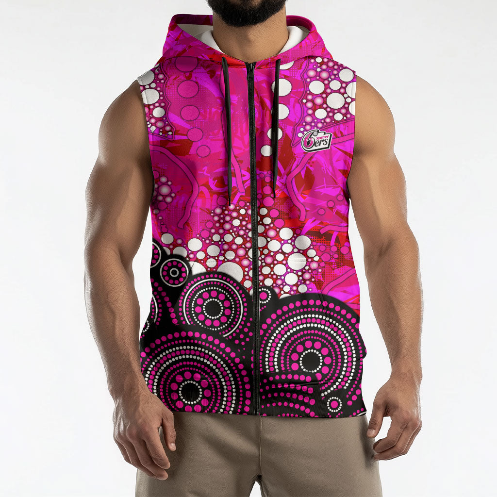 Sydney Sixers Sleeveless Zip Hoodie Graffiti Urban Aboriginal Dot Abstract Design