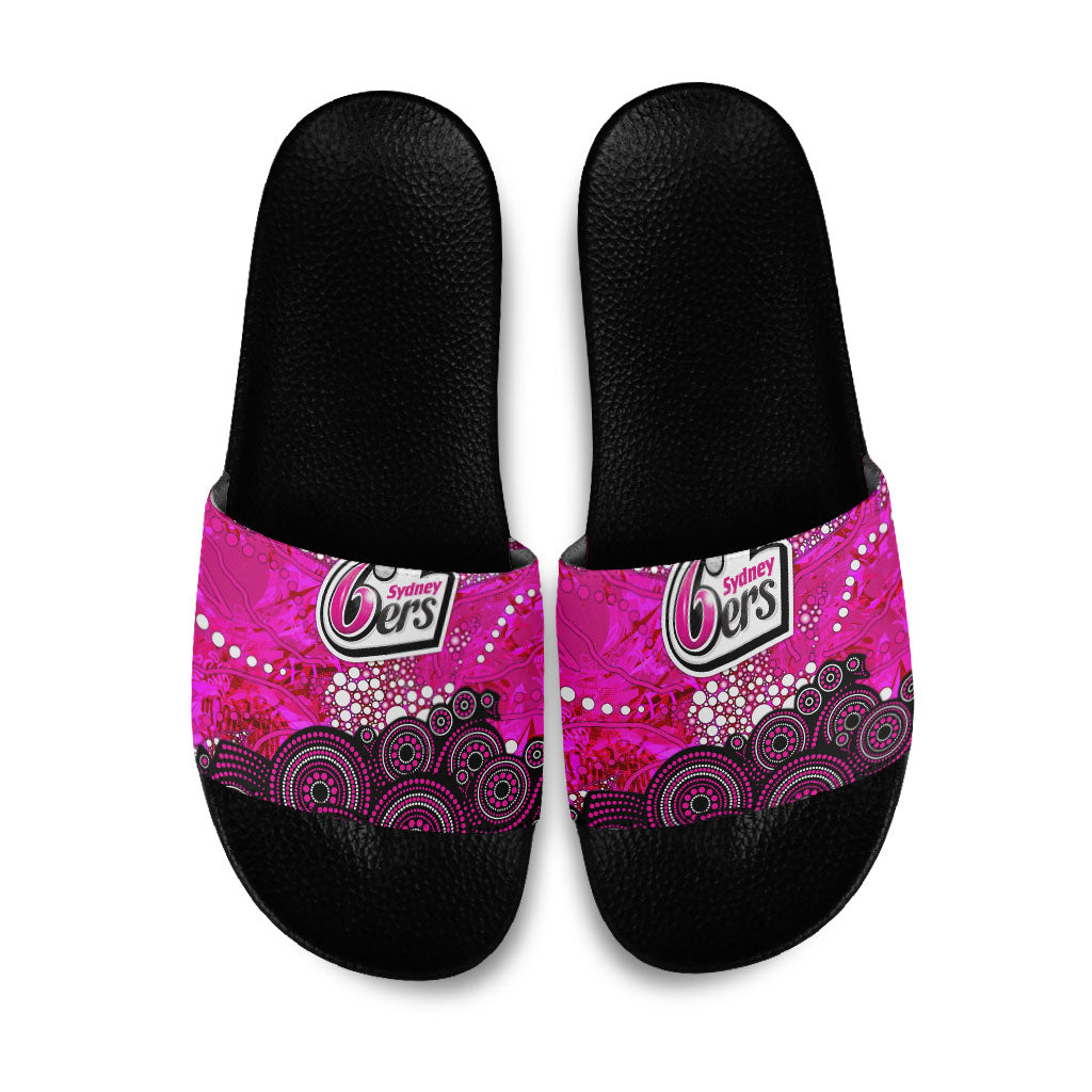 Sydney Sixers Slide Sandals Graffiti Urban Aboriginal Dot Abstract Design