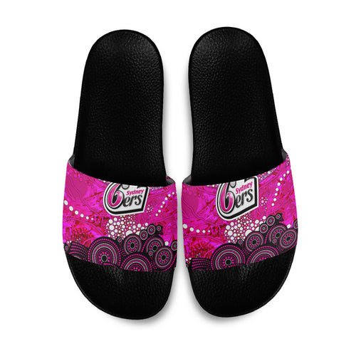 Sydney Sixers Slide Sandals Graffiti Urban Aboriginal Dot Abstract Design