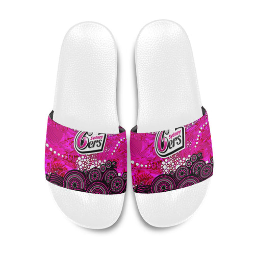 Sydney Sixers Slide Sandals Graffiti Urban Aboriginal Dot Abstract Design