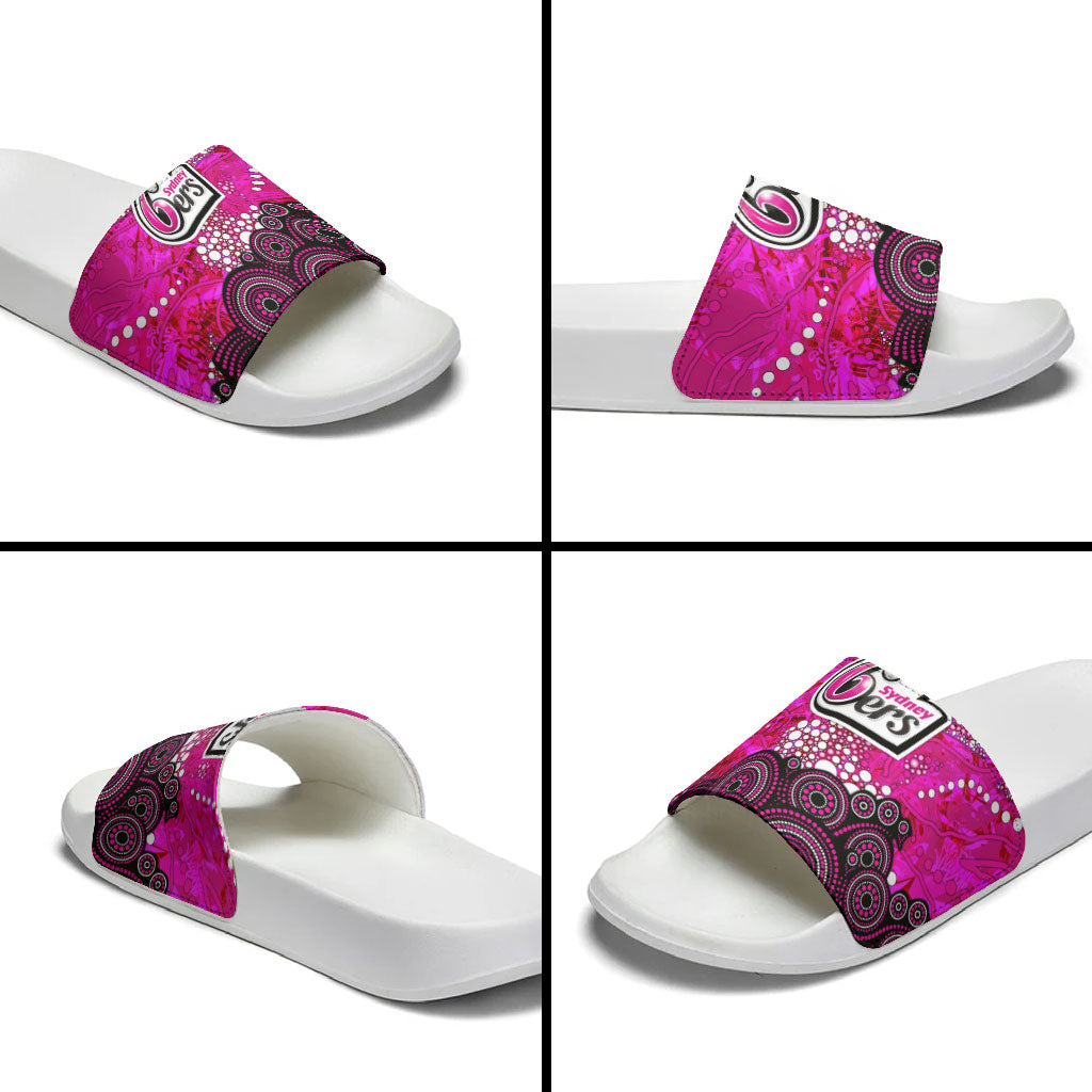 Sydney Sixers Slide Sandals Graffiti Urban Aboriginal Dot Abstract Design