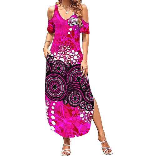 Sydney Sixers Summer Maxi Dress Graffiti Urban Aboriginal Dot Abstract Design
