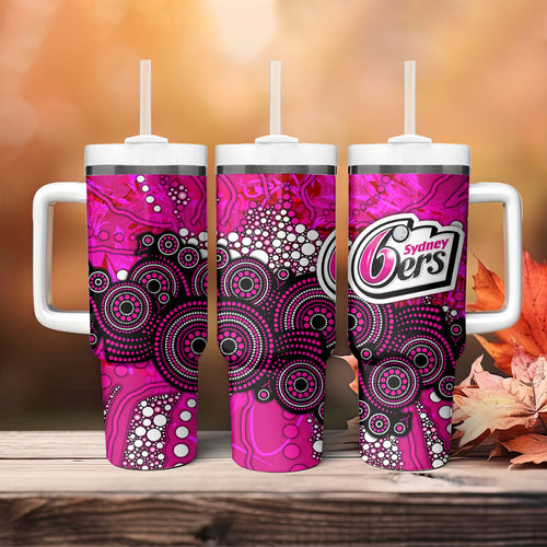 Sydney Sixers Tumbler With Handle Graffiti Urban Aboriginal Dot Abstract Design