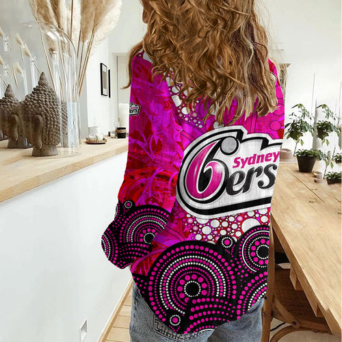 Sydney Sixers Women Casual Shirt Graffiti Urban Aboriginal Dot Abstract Design
