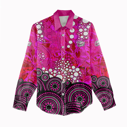 Sydney Sixers Women Casual Shirt Graffiti Urban Aboriginal Dot Abstract Design