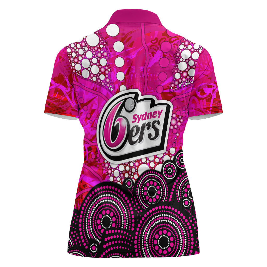 Sydney Sixers Women Polo Shirt Graffiti Urban Aboriginal Dot Abstract Design